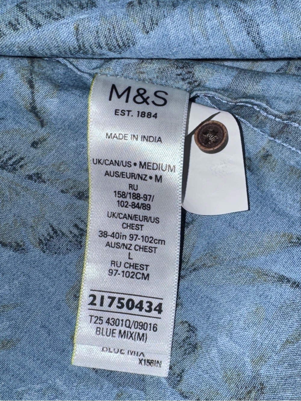 M&S Limited tropical patterned short sleeve cotton button-down shirt - Picture 5 of 5
